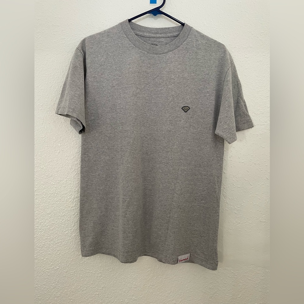 DIAMOND SUPPLY CO. EMBROIDERY LOGO- GREY-Cotton Blend T-shirt (Medium)